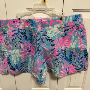 Lilly Pulitzer Oceanview Vibrant Pink and Blue Tropical Shorts